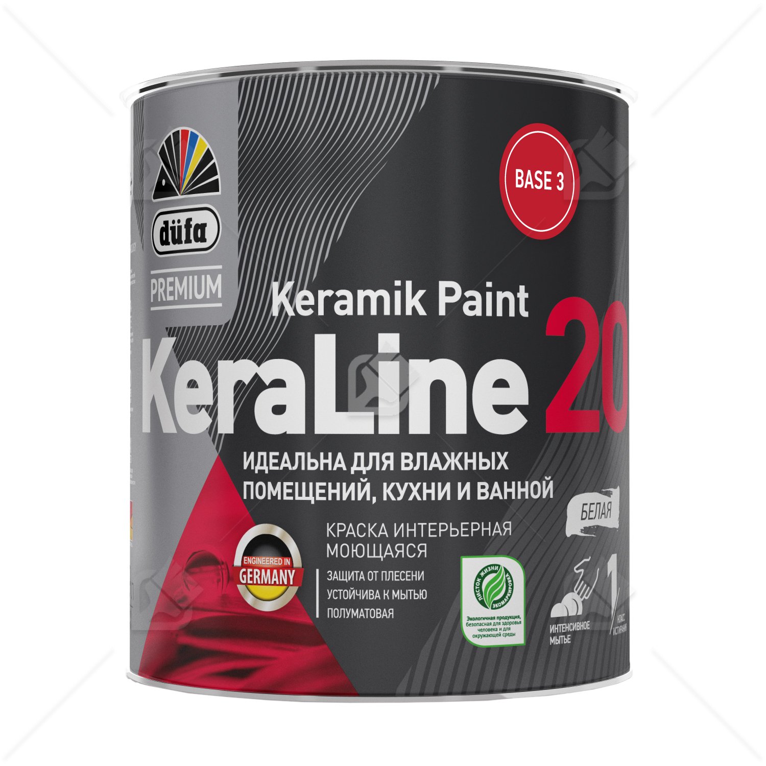Краска для влажных помещений Dufa Premium KeraLine Keramik Paint 20 полуматовая прозрачная база 3 0,9 л.