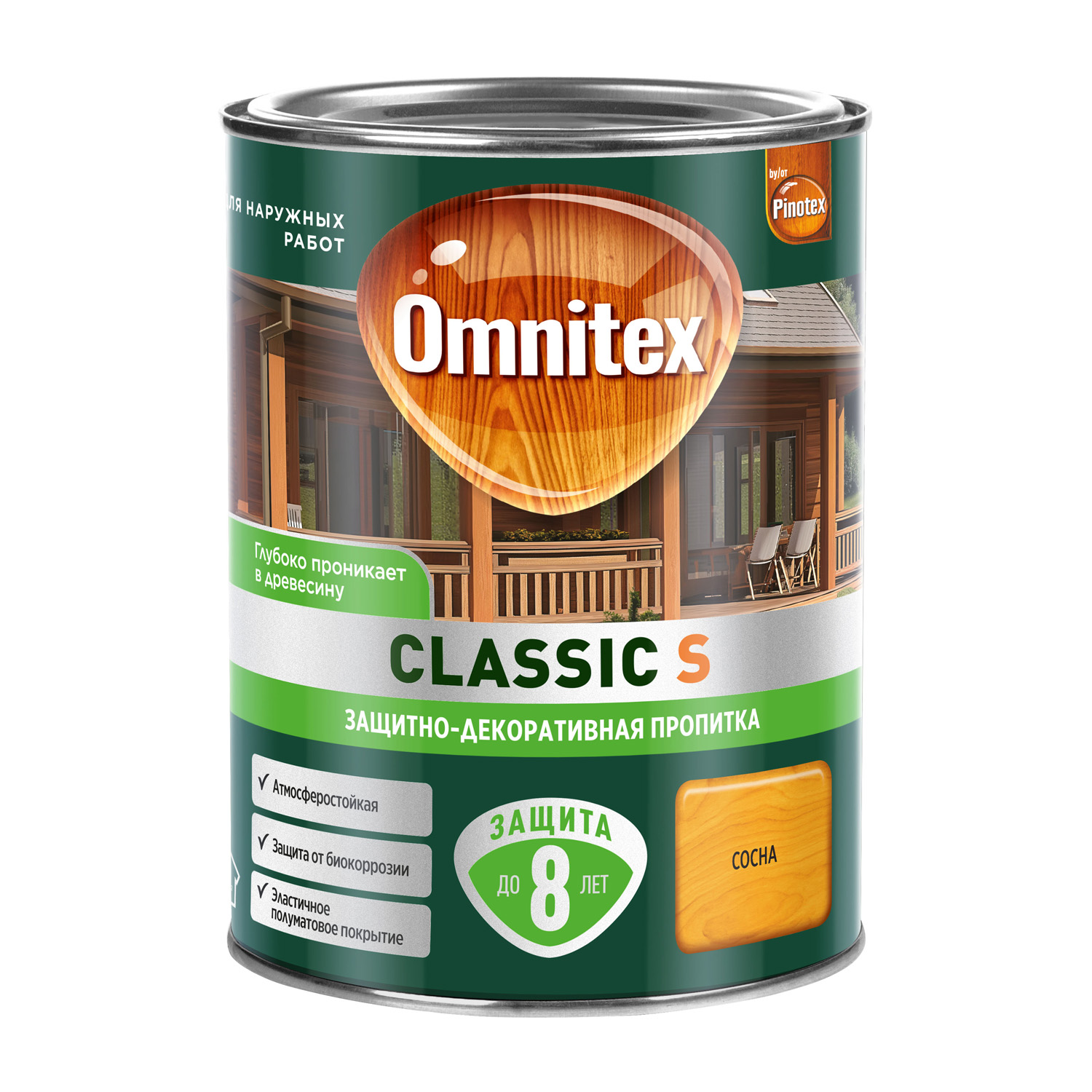 Защитно-декоративная пропитка Omnitex Classic S Сосна 0,9л