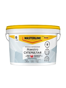 Краска для потолка водно-дисперсионная Masterline Maestro Белый Потолок Люкс глубокоматовая белая 2,5 л