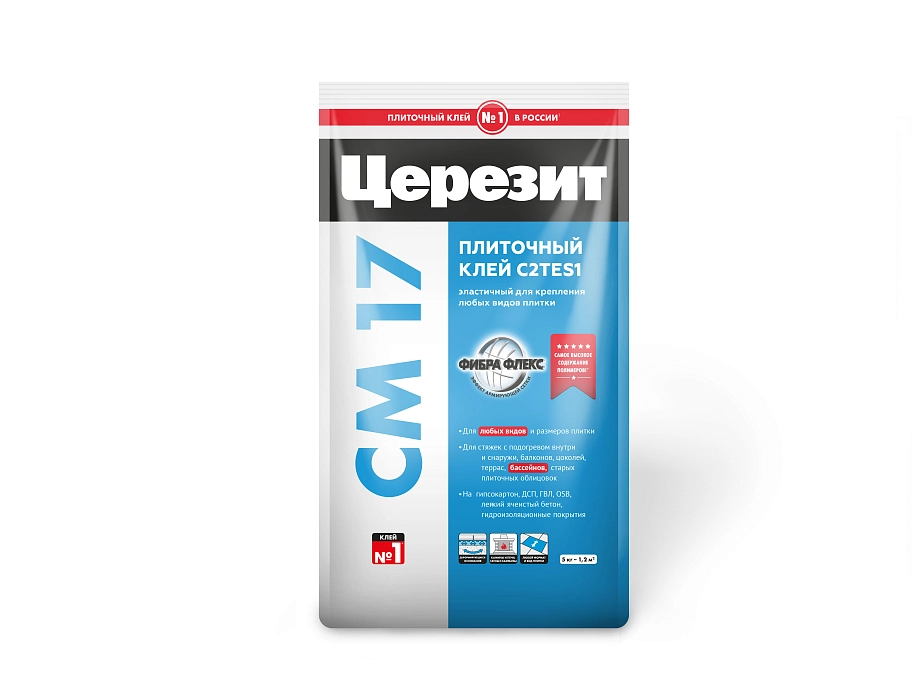 Клей для плитки эластичный класс С2 ТE S1 Церезит CM 17 5 кг