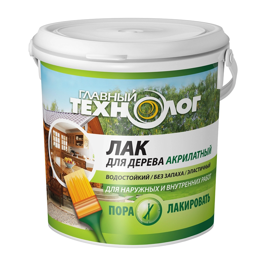 Лак для дерева акрилатный Главный Технолог бесцветный 1 кг.