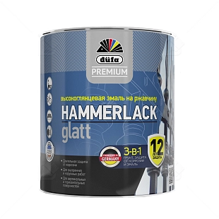 Эмаль на ржавчину Dufa Premium Hammerlack 3-в-1 гладкая RAL 6005 зеленый мох 2 л