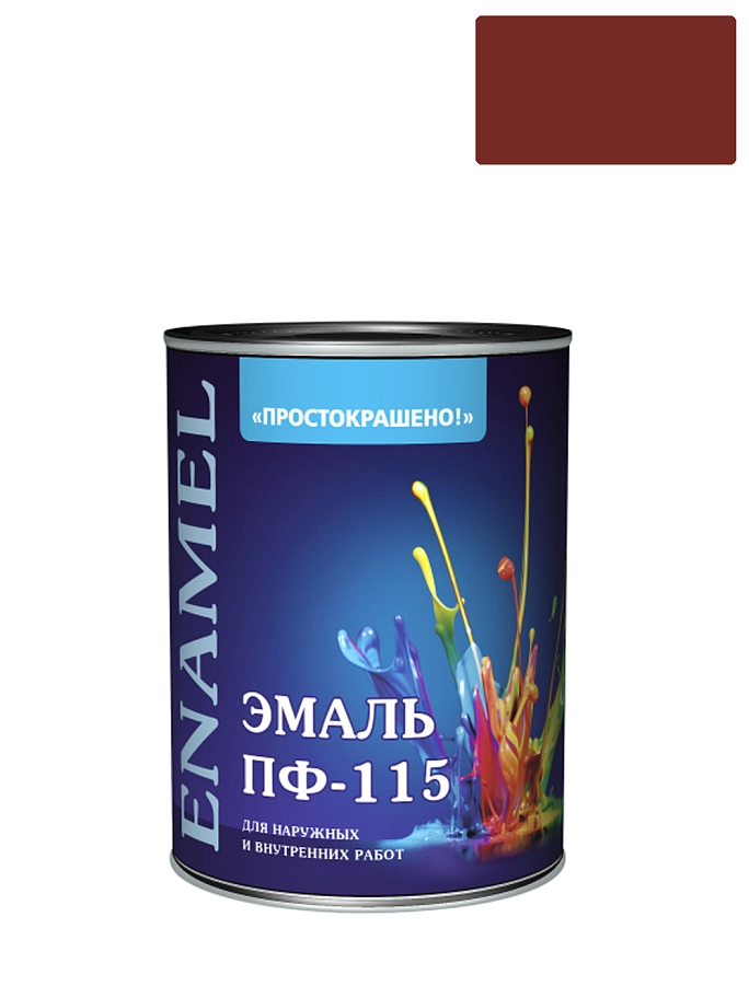 Эмаль ПФ-115 универсальная алкидная Простокрашено глянцевая красная 1,8 кг