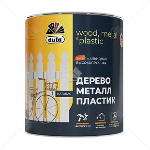 Эмаль универсальная алкидная Dufa Дерево металл пластик матовая белая 0,75 л
